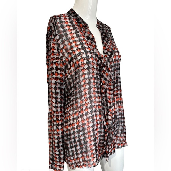 Stylish Marc Cain Houndstooth Blouse - Red and Black - Picture 2 of 10